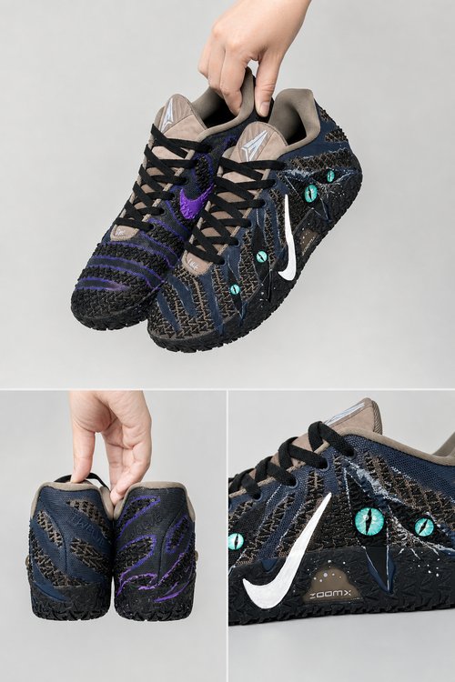 Nike Ja 3 Custom Basketball Shoes – Shadow Chaser Night Beast Design, Futuristic ZoomX Performance Sneakers