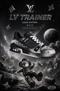 LV Custom Gradient Hand‑Painted Sneakers Space Astronaut Monochrome Galaxy Star Cosmic Chunky Trainer Shoes