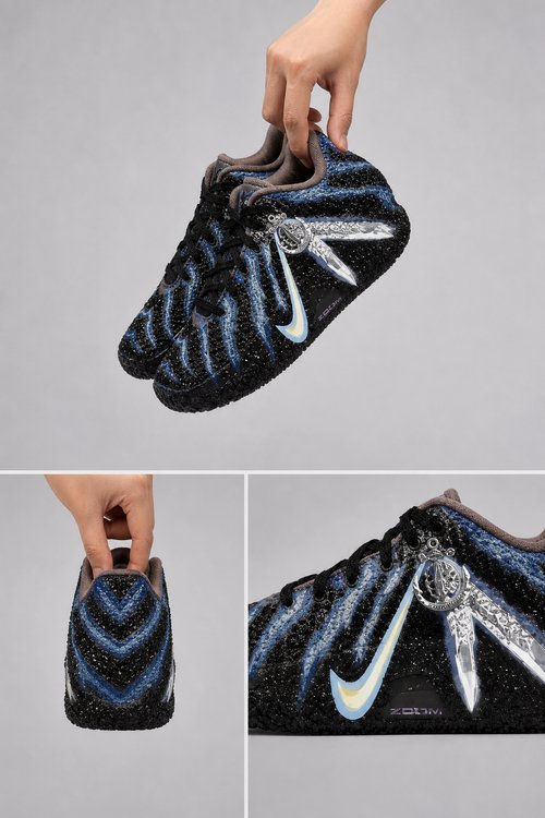 Nike Ja 3 Custom Basketball Shoes, Cosmic Guardian Blue Black Edition with Futuristic Ice Warrior Design