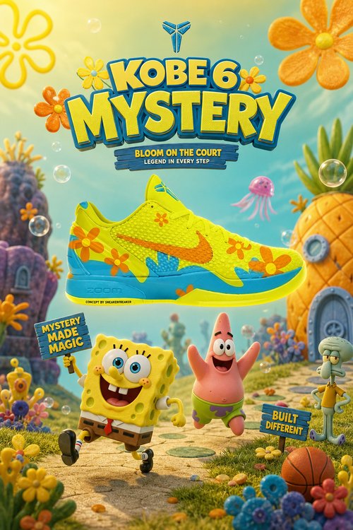 Custom Kobe Basketball Shoes – Mystery Bloom Floral Design, Aqua Yellow Handmade Basketball Sneakers