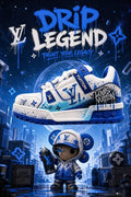 LV Custom Gradient Hand‑Painted Sneakers Drip Legend Blue White Splash Paint Urban City Graffiti Chunky Trainer Shoes