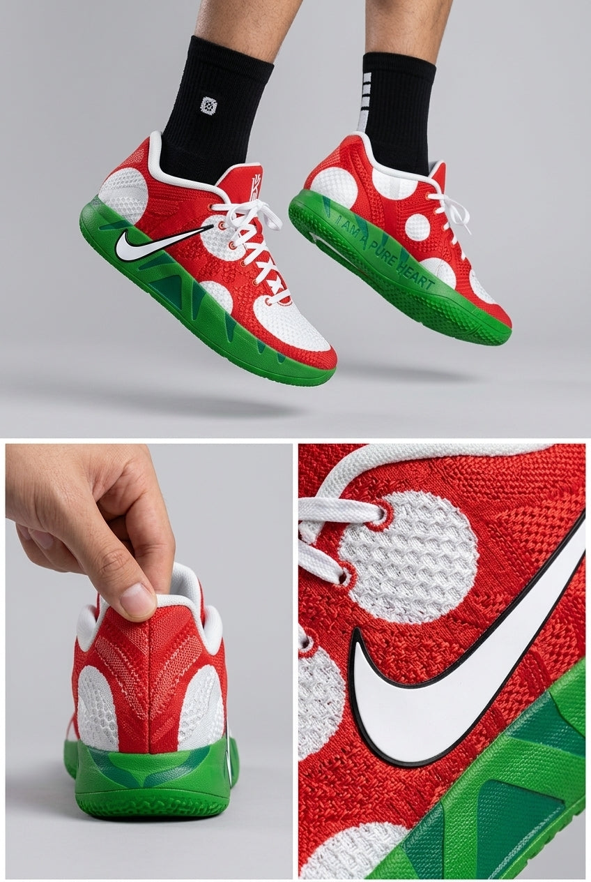 Custom Nike Ja 3 Basketball Shoes, Hand Painted Super Edition Gaming Design with Red Green Retro Arcade Artwork