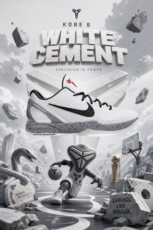 Custom Kobe 6 Basketball Shoes – White Cement Stone Crack Themed, Performance Zoom Athletic Sneakers