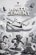 Custom Kobe 6 Basketball Shoes – White Cement Stone Crack Themed, Performance Zoom Athletic Sneakers