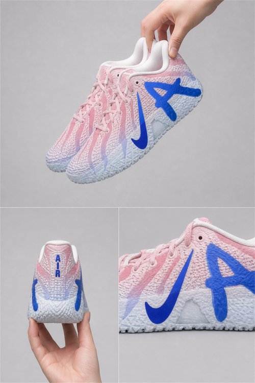 Custom Nike Ja 3 Basketball Shoes | Dream Stride Pink‑Blue Cartoon Themed Hand Painted Men's Sneakers