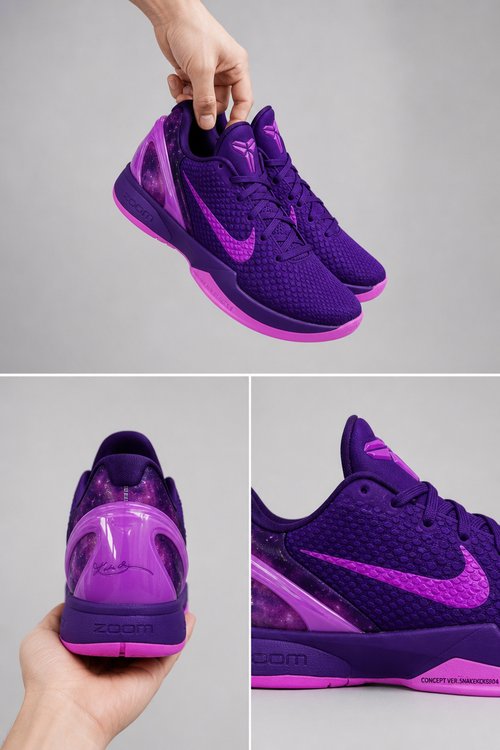 Custom Kobe 6 Basketball Shoes – Cosmic Purple Galaxy Themed, Performance Zoom Athletic Sneakers