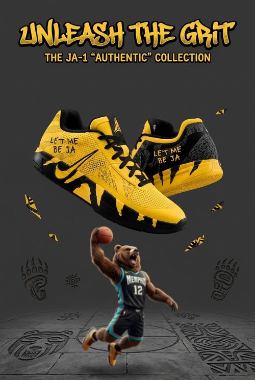 Custom Nike Ja 3 Basketball Shoes, Hand Painted Black Yellow Grit Design with Ja Morant Inspired Streetwear Artwork