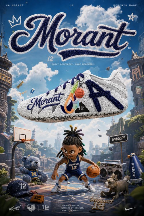 Nike Ja 3 Custom Basketball Shoes, Morant 12 Edition with Memphis Basketball Inspired Streetwear Design