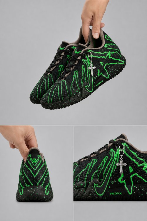 Nike Ja 3 Custom Basketball Shoes, Toxic Realm Edition with Black Green Dark Fantasy Warrior Design