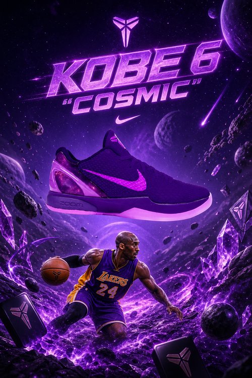Custom Kobe 6 Basketball Shoes – Cosmic Purple Galaxy Themed, Performance Zoom Athletic Sneakers