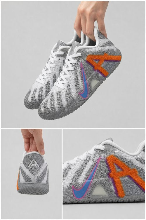 Nike Ja 3 Custom Basketball Shoes, Chaos Control Edition with Futuristic Purple Orange Warrior Design
