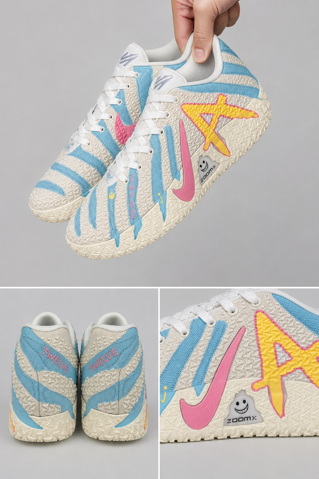 Nike Ja 3 Custom Basketball Shoes, Blue Pink Fantasy Edition with Playful ZoomX Inspired Design