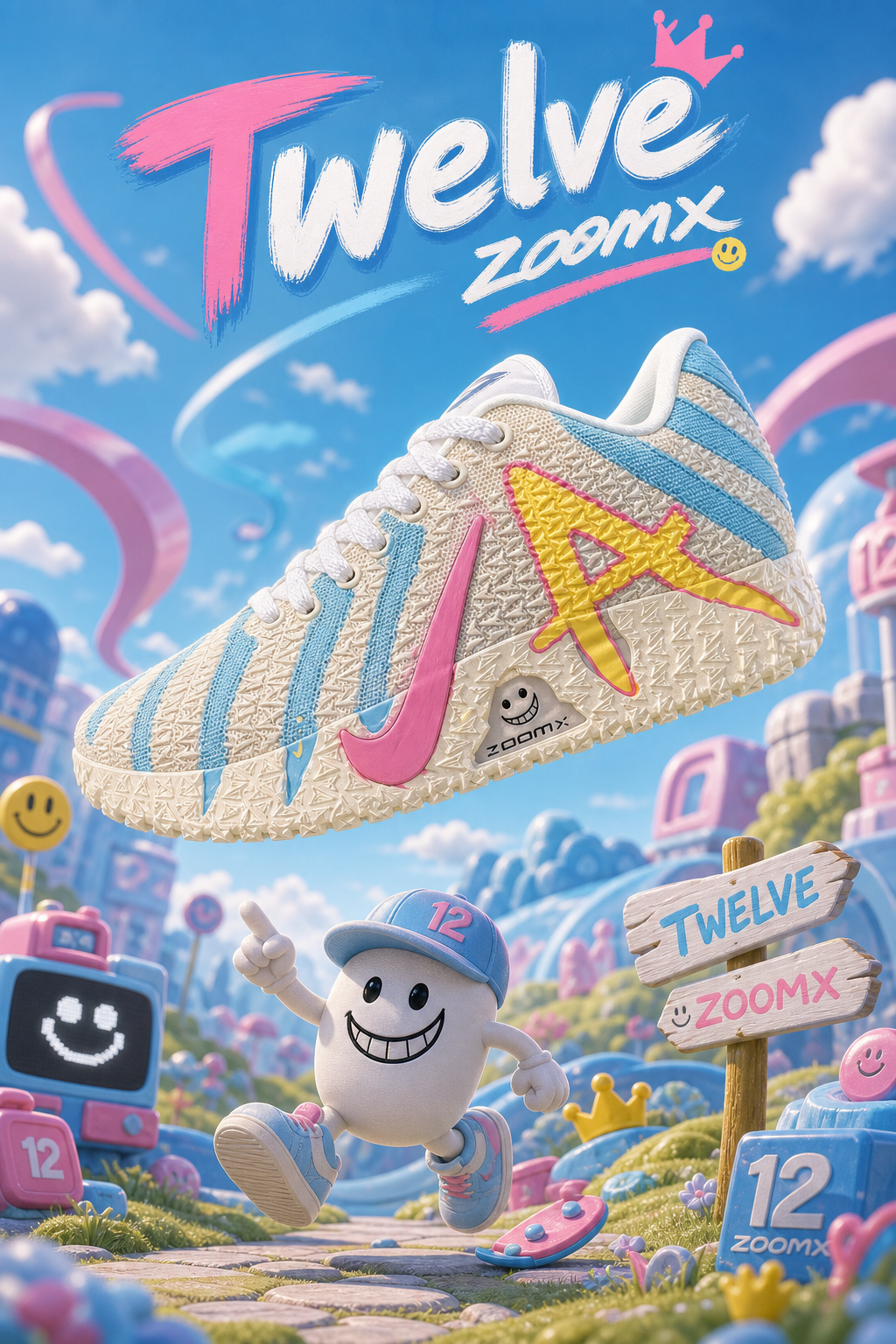 Nike Ja 3 Custom Basketball Shoes, Blue Pink Fantasy Edition with Playful ZoomX Inspired Design