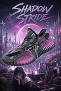 Hand‑painted YEEZY 350 V2 Shoes – Shadow Stride Gothic Purple‑Pink Gradient Cross Chain Themed, Boost Custom Sneakers