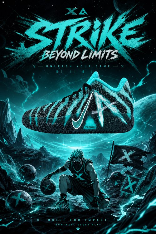 Custom Nike Ja 3 Basketball Shoes | Strike Beyond Limits Teal Black Futuristic Hand‑Painted Men's Sports Sneakers
