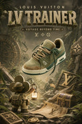 LV Custom Gradient Hand‑Painted Sneakers Voyage Beyond Time Jungle Explorer Vintage Moss Green Archaeological Ruins Chunky Trainer Shoes