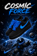 Hand-Crafted Rework Cosmic Custom Sneakers with Blue Baby's Breath Accent Swoosh and Chunky Rope Laces