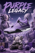 Custom Gradient Hand‑Painted AJ4 Sneakers Purple Legacy Dark Purple Grey Speckled Limited Custom Basketball Shoes