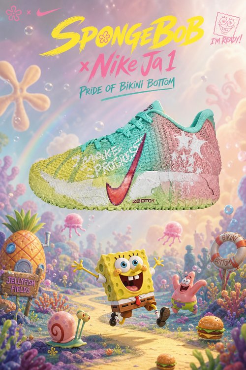 Custom Nike Ja 3 Basketball Shoes | SpongeBob Bikini Bottom Pastel Multi‑Color Hand‑Painted Men's Sports Sneakers