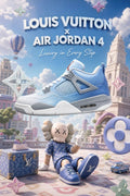 Custom Gradient Hand‑Painted AJ4 Sneakers Light Blue Grey Gradient Luxury Monogram Custom Basketball Shoes