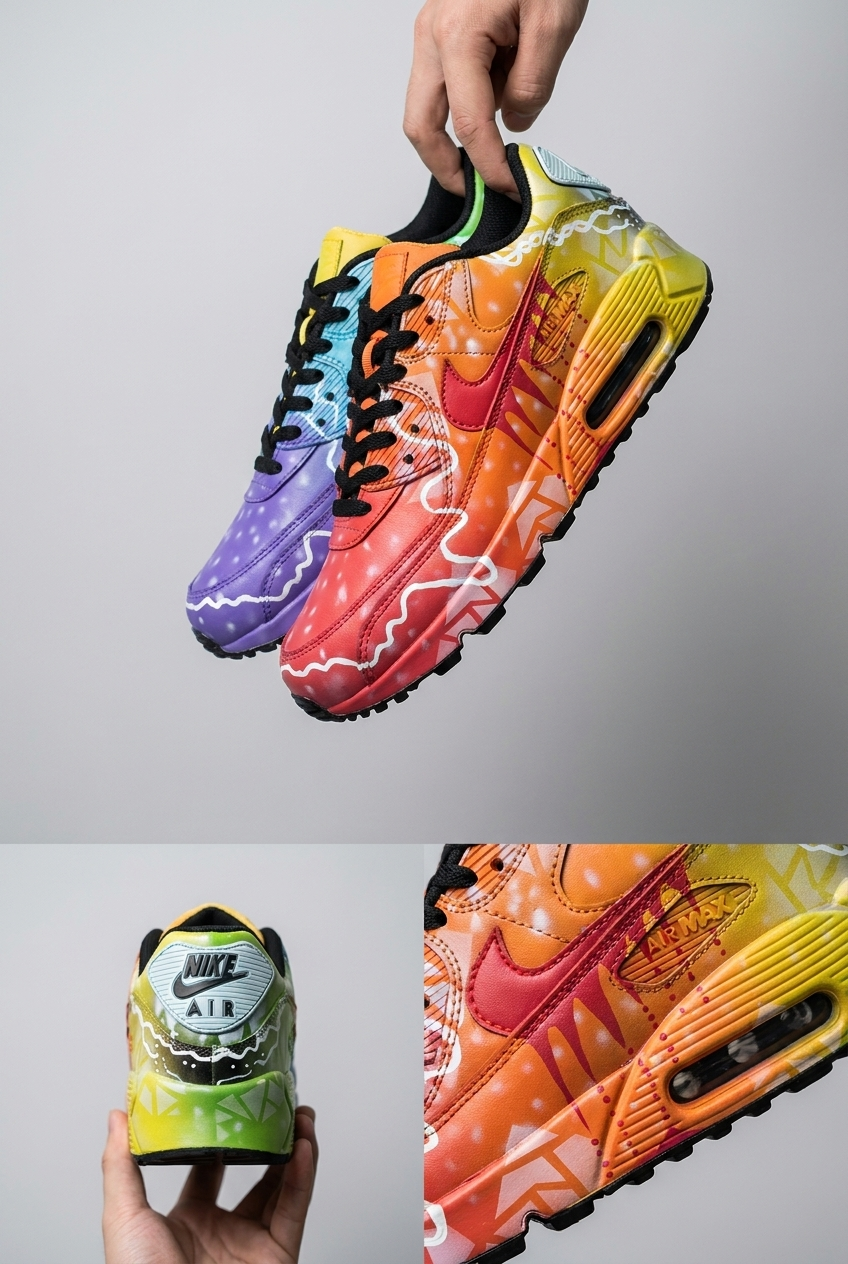 Hand Painted Nike Air Max Sneakers, Custom Street Art Shoes with Graffiti Spray Paint Design