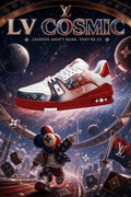 LV Custom Gradient Hand‑Painted Sneakers LV Cosmic Red White Blue Galaxy Splash Star Cosmic Legends Chunky Trainer Shoes