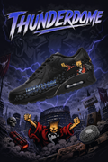Hand‑Painted Nike Air Max 90‑Black Blue ThunderDome Text Stone Pattern Demon Character Custom Air Cushion Sneakers