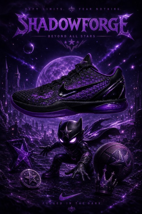 Custom Kobe Basketball Shoes – Shadow Forge Purple Galaxy Design, Dark Fantasy Performance Sneakers