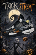 Custom Gradient Hand‑Painted AJ4 Sneakers Trick Or Treat Nightmare Before Christmas Jack Skellington Pumpkin Halloween Custom Basketball Shoes
