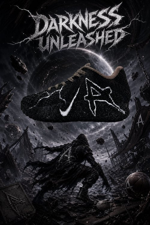Nike Ja 3 Custom Basketball Shoes, Darkness Unleashed Black Edition with Dark Cosmic Warrior Design