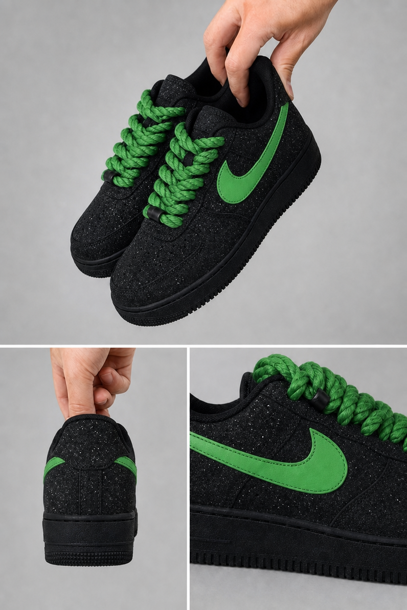 Hand-Crafted Rework Cosmic Air Force 1 Sneakers with Galaxy Starry Design and Green Alien Inspired Details