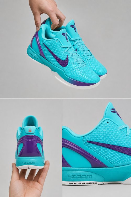 Custom Kobe Basketball Shoes – Hornets Alternate Aqua Purple Design, Handmade Basketball Sneakers