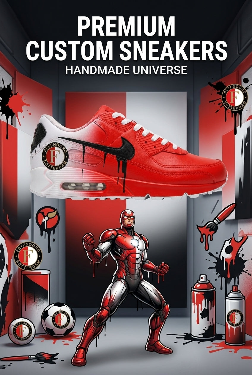 Hand‑Painted Nike Air Max‑Red White Gradient Black Drip Paint Custom Air Cushion Sneakers