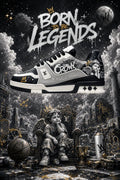 LV Custom Gradient Hand‑Painted Sneakers Born To Be Legends Black‑Gold Angel Graffiti Royal Chunky Trainer Shoes