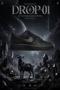 Hand-Crafted Rework Air Force 1 Sneakers – Custom Black Crystal Design, Sparkling Rhinestone Detail, Limited Edition Streetwear Shoes