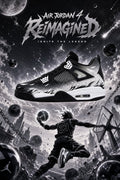 Custom Gradient Hand‑Painted AJ4 Sneakers Reimagined Black‑White Flame Galaxy Splash Custom Basketball Shoes