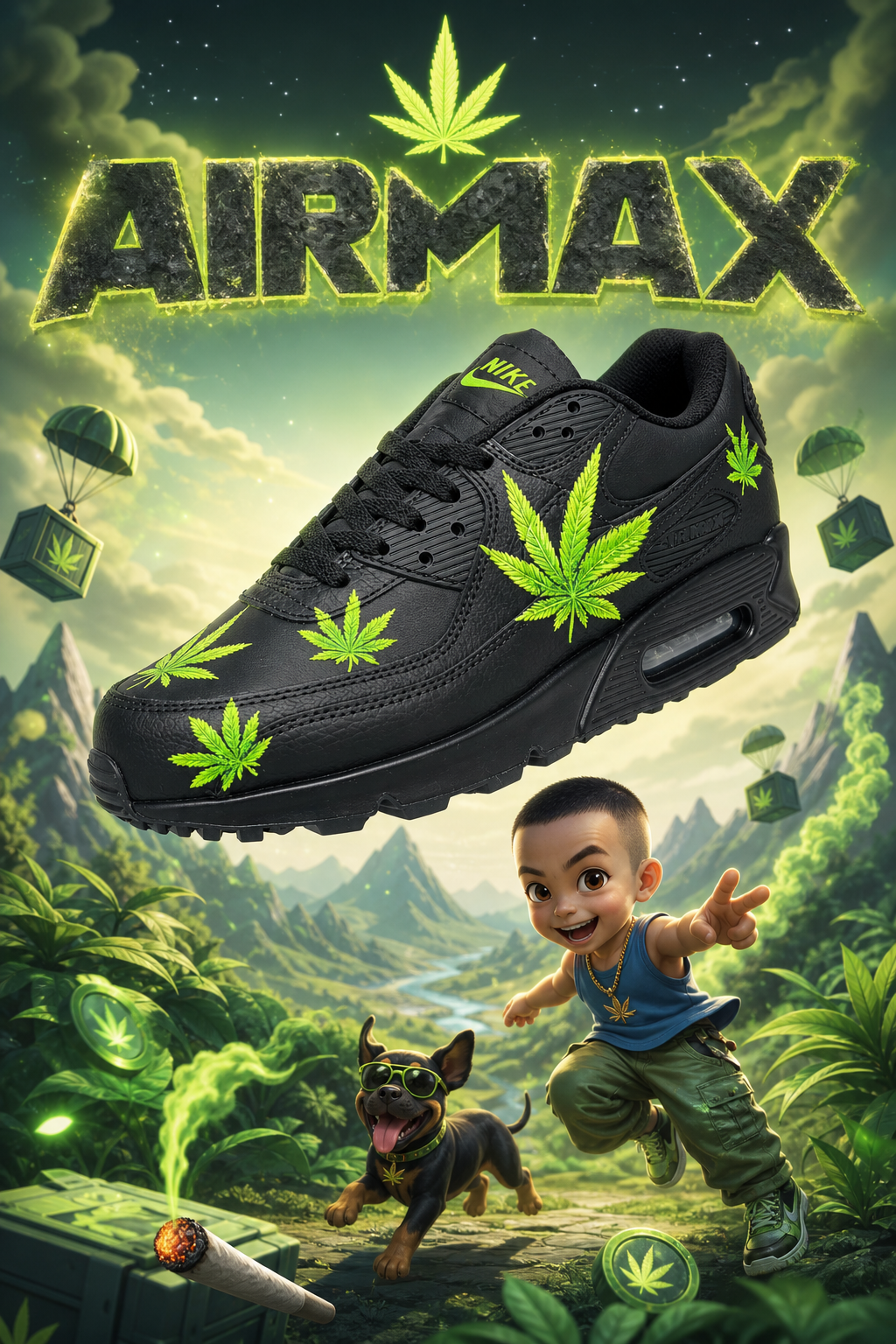 Hand‑Painted Nike Air Max‑Black Classic Casual Custom Air Cushion Sneakers