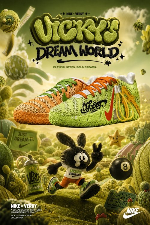 Nike Ja 3 Custom Basketball Shoes, Vickys Dream World Edition with Green Orange Fantasy Art Design