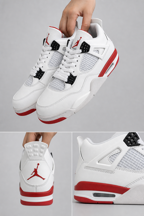 Custom Gradient Hand‑Painted AJ4 Sneakers White Red Bulls Legend Never Dies Themed Custom Basketball Shoes