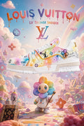 LV Custom Gradient Hand‑Painted Sneakers Rainbow Drip Paint Pastel Graffiti Fantasy Candy Land Chunky Trainer Shoes