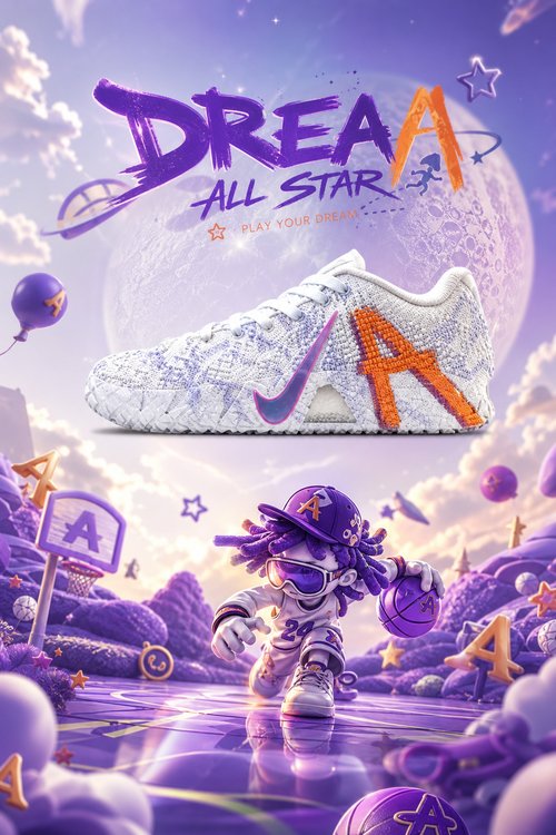 Nike Ja 3 Custom Basketball Shoes – Dream All Star Purple Galaxy Design, Futuristic ZoomX Performance Sneakers