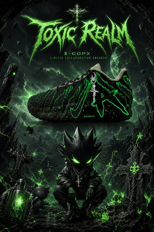 Nike Ja 3 Custom Basketball Shoes, Toxic Realm Edition with Black Green Dark Fantasy Warrior Design