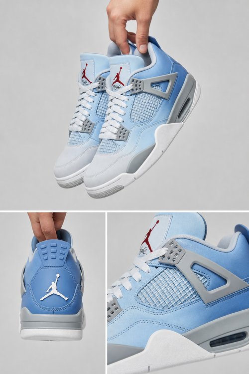 Custom Gradient Hand‑Painted AJ4 Sneakers Light Blue Grey Gradient Luxury Monogram Custom Basketball Shoes