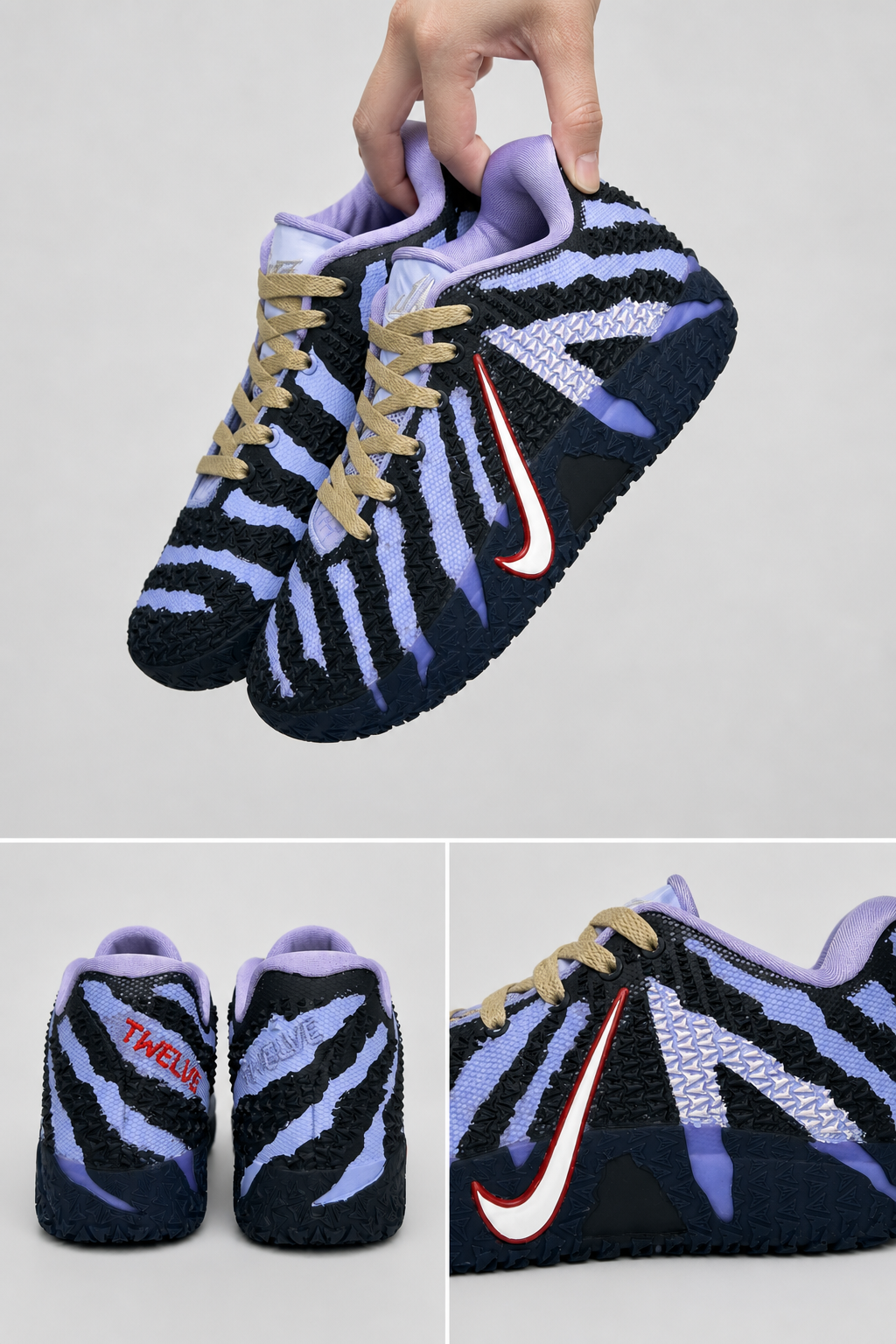 Nike Ja 3 Custom Basketball Shoes – Purple Pixel Chaos Design, ZoomX Performance Sneakers